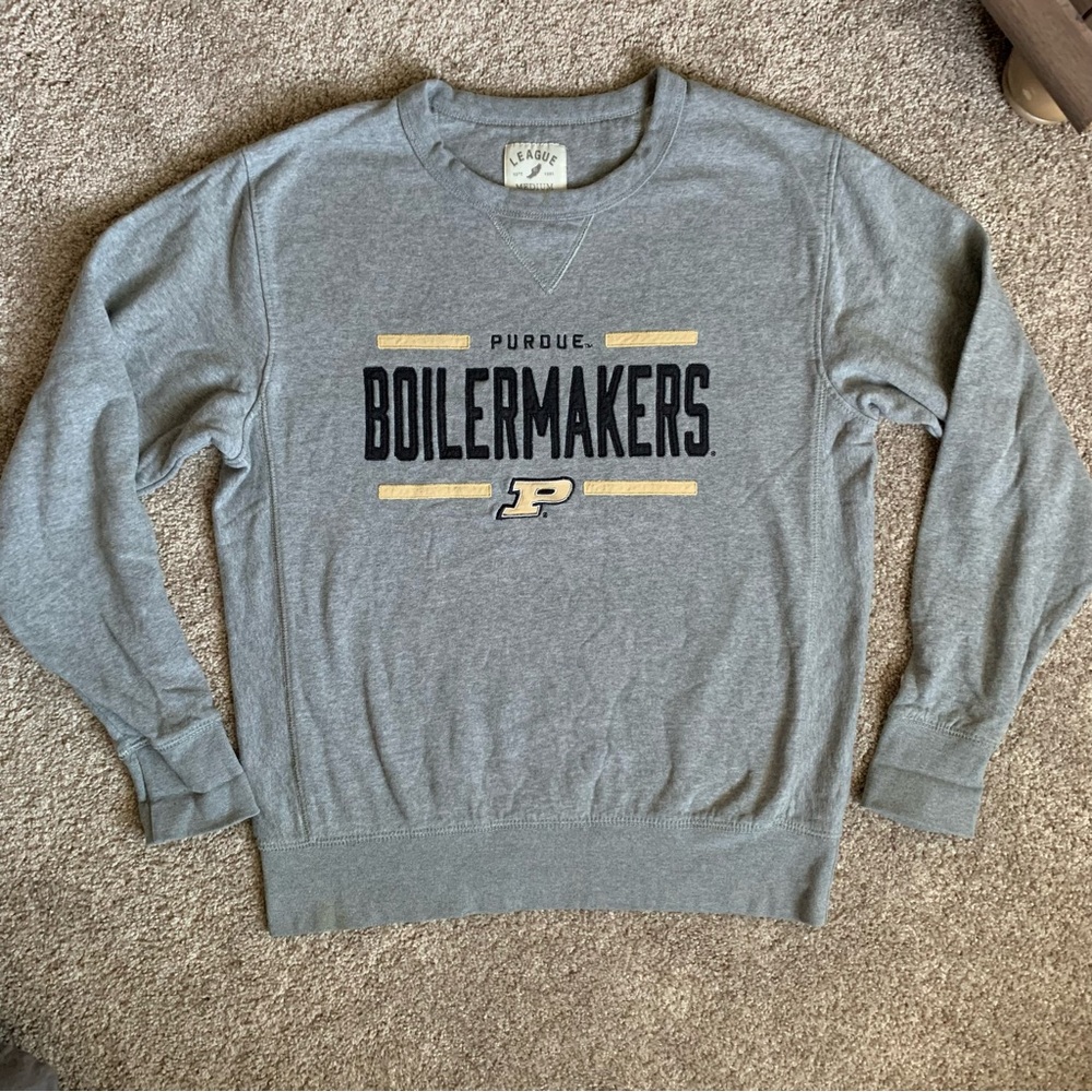 Purdue Boilermakers League Collegiate Embroidered Victory Grey Sweatshirt Medium